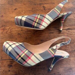 Dries Van Noten Multicolor Plaid Slingback Heels